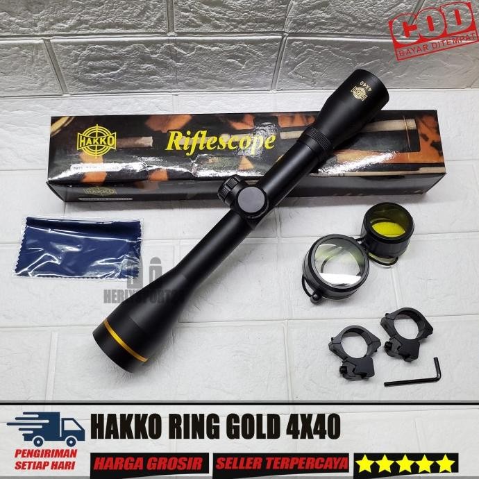 Terlaris TELESCOPE HAKKO 4X40 HAKKO RING GOLD 4X40 HAKO 4X40 FIX ZOOM TERMURAH SALE
