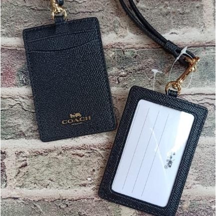 

ready Coachh gantungan ID Card Lanyard Original Black gold metal logo kb murah