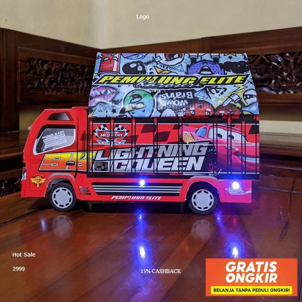 Promo Miniatur Truk Murah Truk Oleng Lampu Terpal Bisa Belok Mainan Anak Tawakal Putih 5 Kado Ulang 