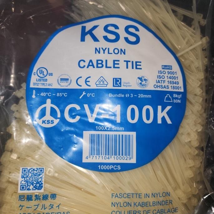 

ready Kabel Ties KSS Asli Original Taiwan CV-100K x 2,5mm @1000 Pcs murah