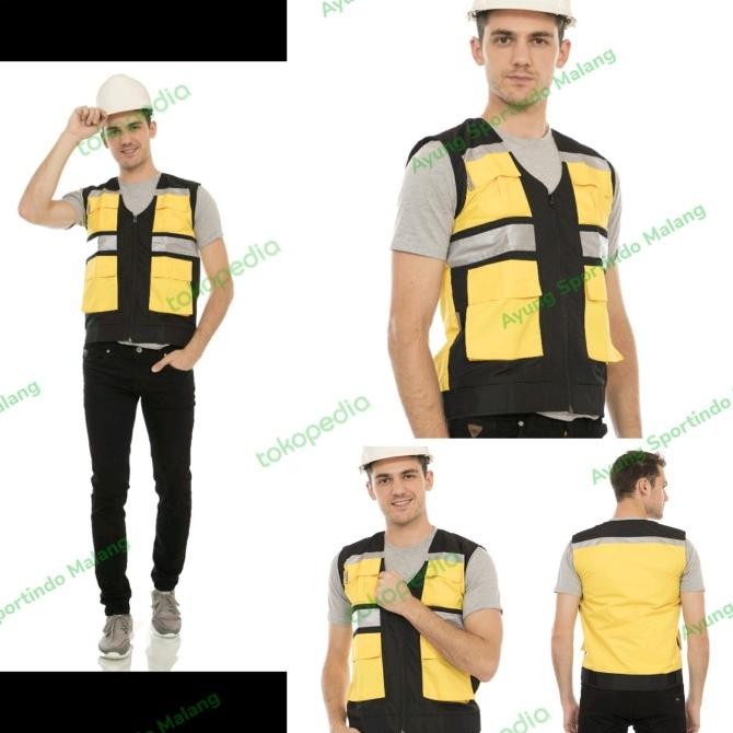 Rompi Safety Vest Lapangan, Bandara, Tambang, Proyek, Security Kuning Co