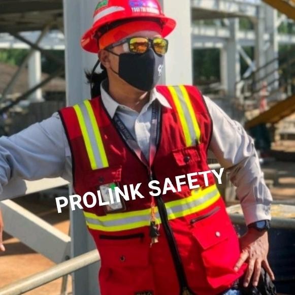 Rompi Safety Merah Bahan Kain Drill Co