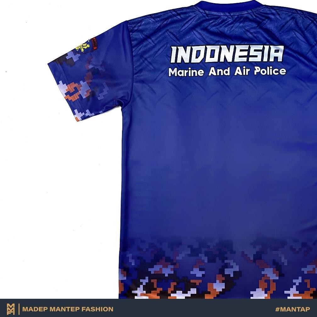 LNB-1217 Kaos Polairud Motif Loreng Kaos Dryfit Polairud Polri Dryfit Full Printing Kaos Biru Loreng