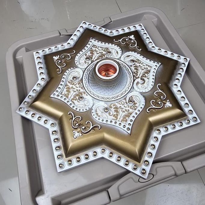 Ornamen Hiasan Tengah Gypsum Vicon Fiting Lampu Plafon 30Cm Pvc Dengan Fitting E27 Plastik - Termasu