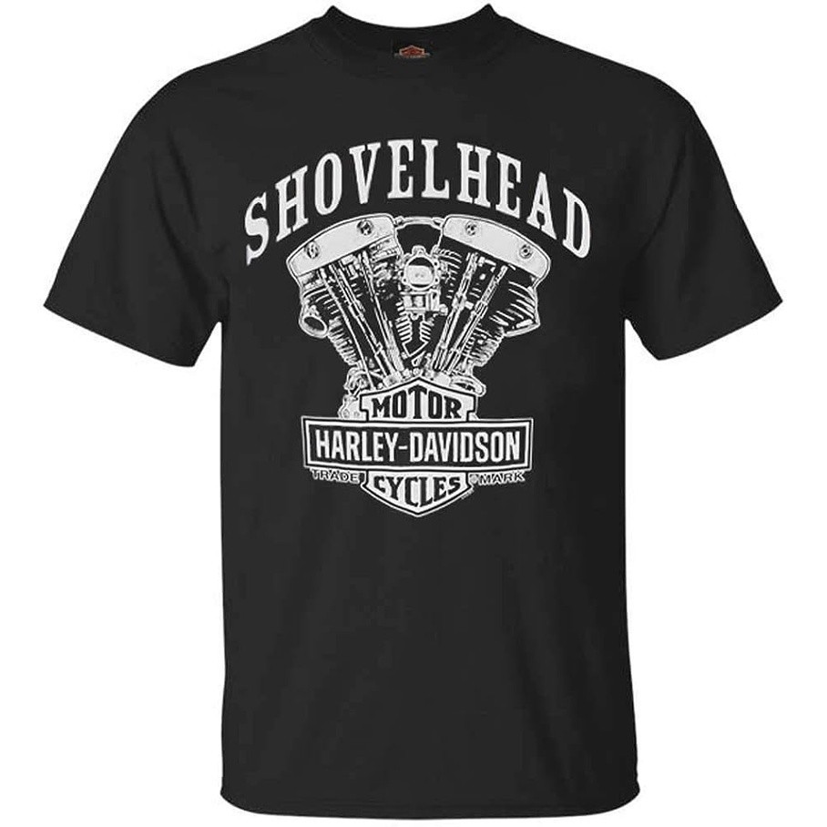 Baju Kaos Harley-Davidson, Shovelhead Engine Short Sleeve, T-Shirt Premium Cotton Combed 24s Origina
