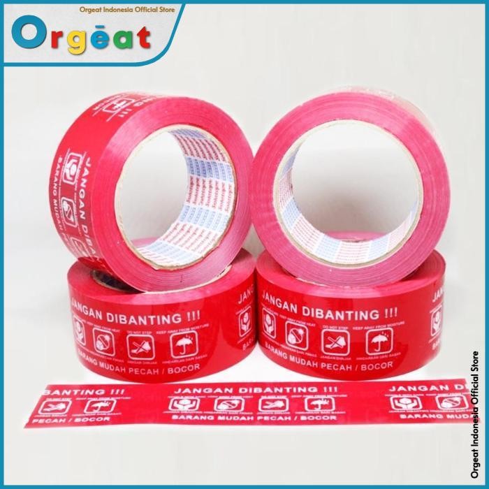 

OGT - Isolasi Lakban Fragile Selotip Merah (48mm x 90 yard) High Quality by Orgeat