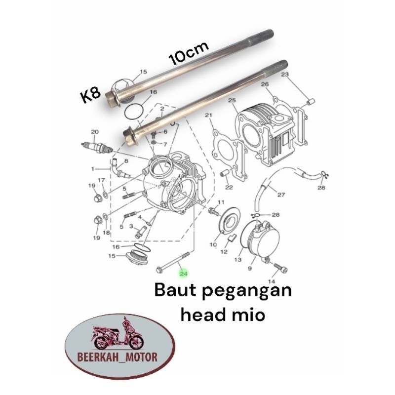 Baut pegangan head Motor Mio sporty soul smile Nouvo Fino karbu