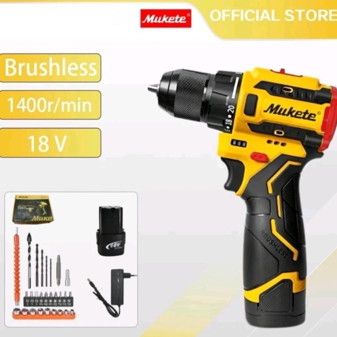 Mukete Bor Cordless Brushless 18v murah