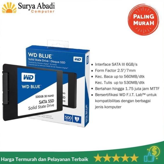 SSD WD BLUE 500GB Garansi 3 Tahun WDS500G1B0A