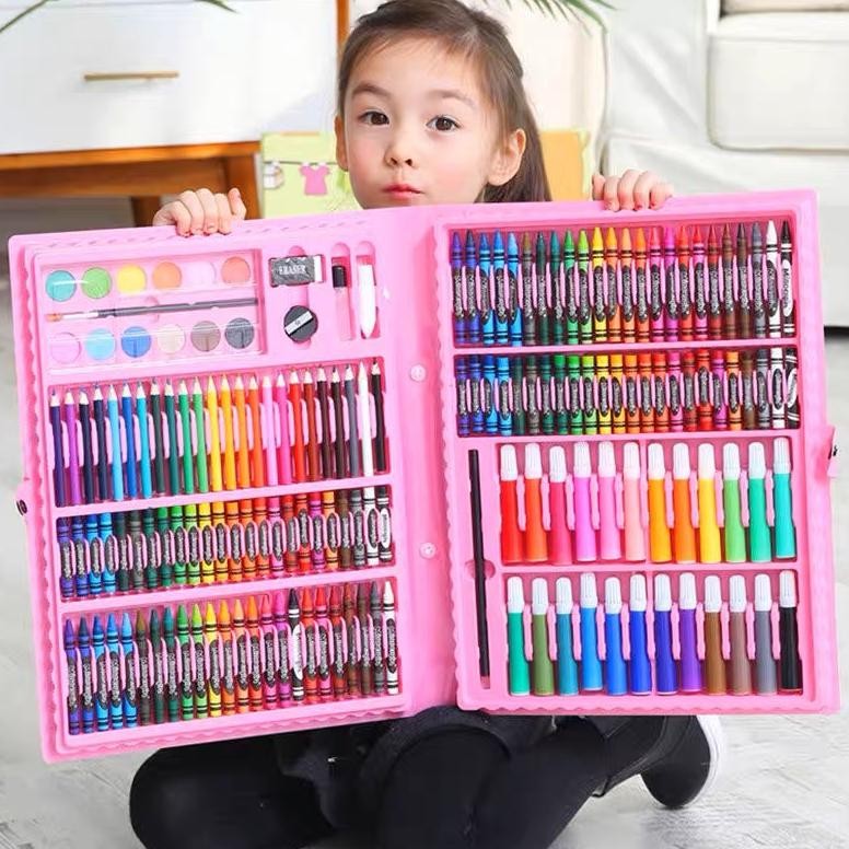 

CRAYON SET PERALATAN GAMBAR & LUKIS PENSIL WARNA/ ART SET ISI 150 PCS KUALITAS PREMIUM