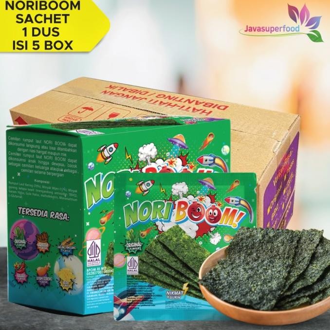 

Promo Noriboom 1 Dus Isi 60Pcs / Nori Sachet Seaweed Snack 3G Halal