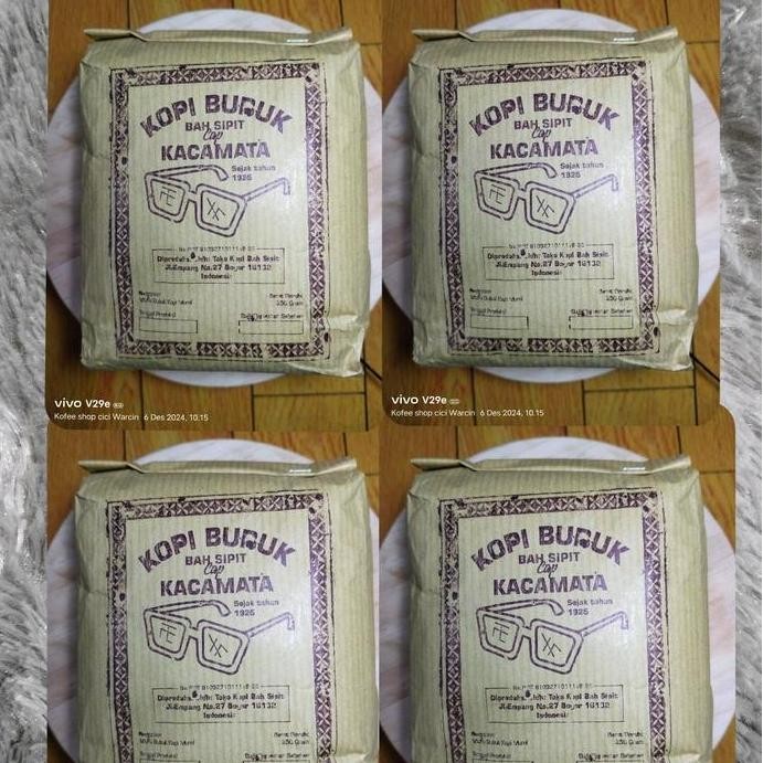 

Murah Kopi Bubuk Bah Sipit Cap Kacamata Khas Bogor (Isi 4Pcs) 1Kg Robusta Coffee Bubuk
