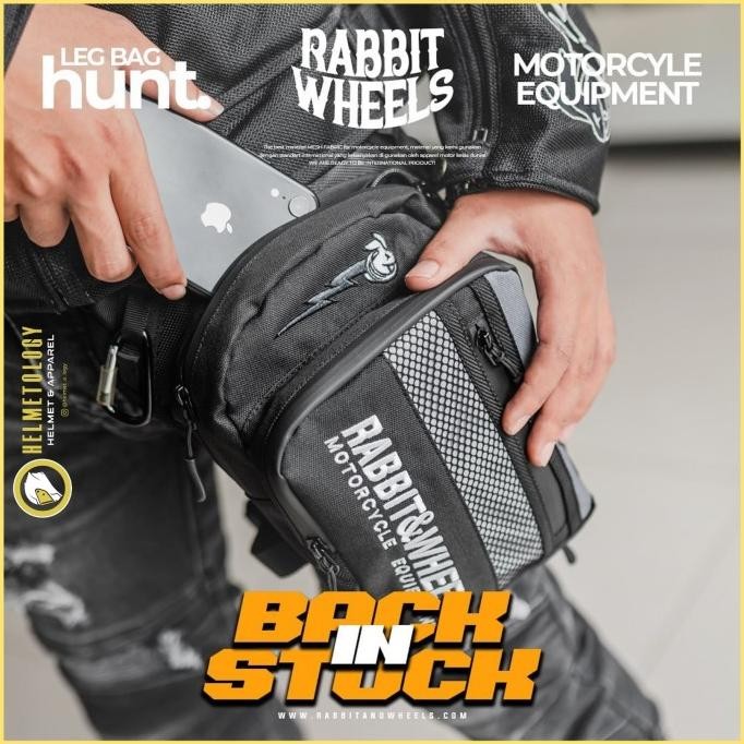 * Rabbit And Wheels Hunt Grey Leg Bag Tas Paha Original Ada Rain Cover *