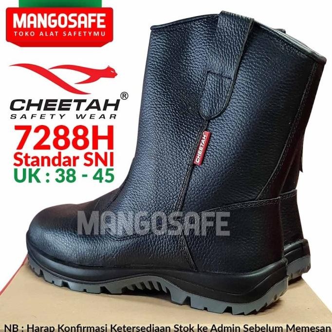 Terjangkau Sepatu Safety Cheetah 7288H Boot Tinggi Hitam Proyek Tapak Pu 7288 H