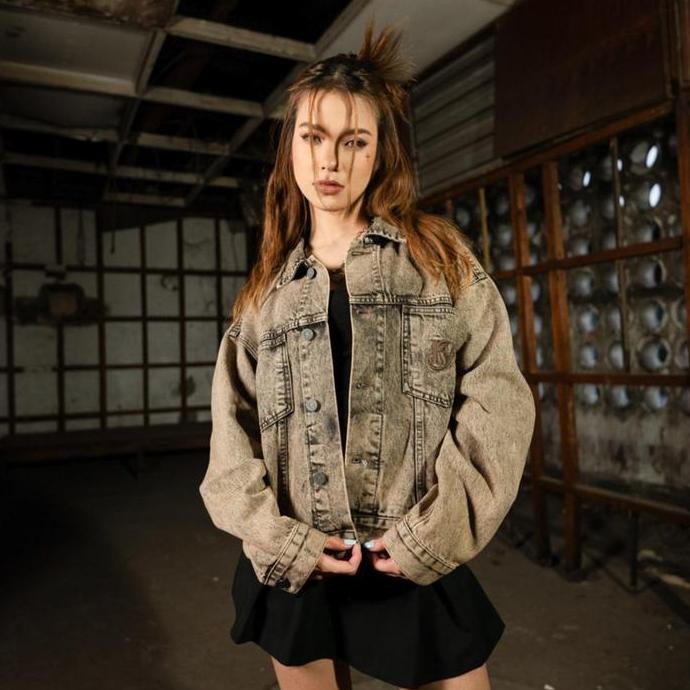 Grosir Jacket Denim Crop Kobe Brown Washed Kazamarts