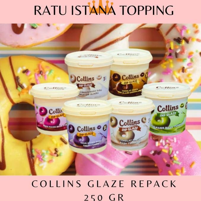 

COLLINS DIP GLAZE REPACK 250 GR ALL VARIAN TOPPING DONAT LUMER nUg