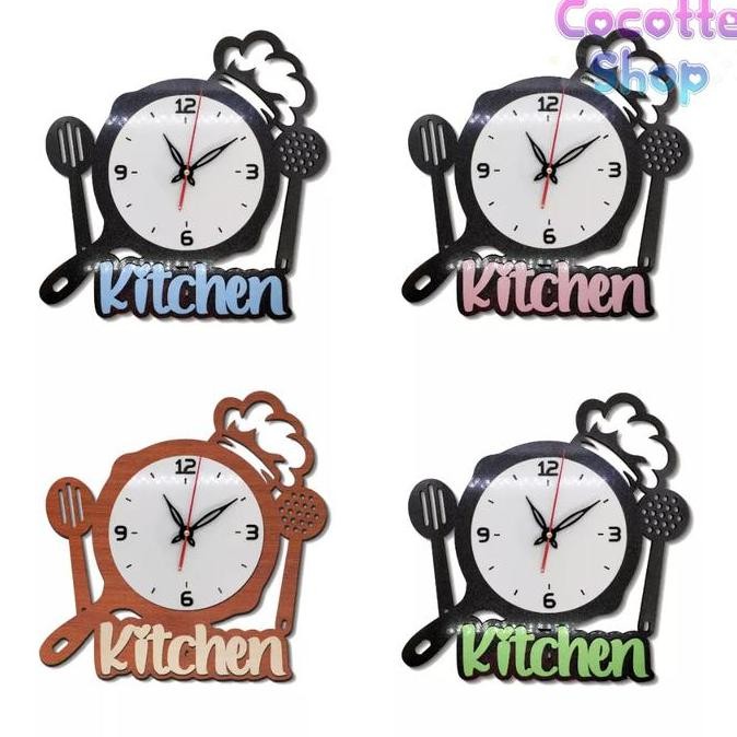 Jam Hiasan Dinding Unik Dapur Huruf Timbul Kitchen jam  dinding Kado Mesin Pink