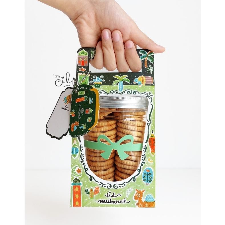 

(BOX JAR 800 ml LEBARAN ) kotak kue kering toples tabung 800ml idul fitri lebaran(isi 10)