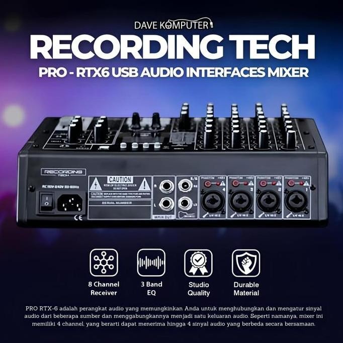 Grosir Recording Tech Pro Rtx6 Rtx-6 Pro-Rtx6 Usb Audio Analog Mixer