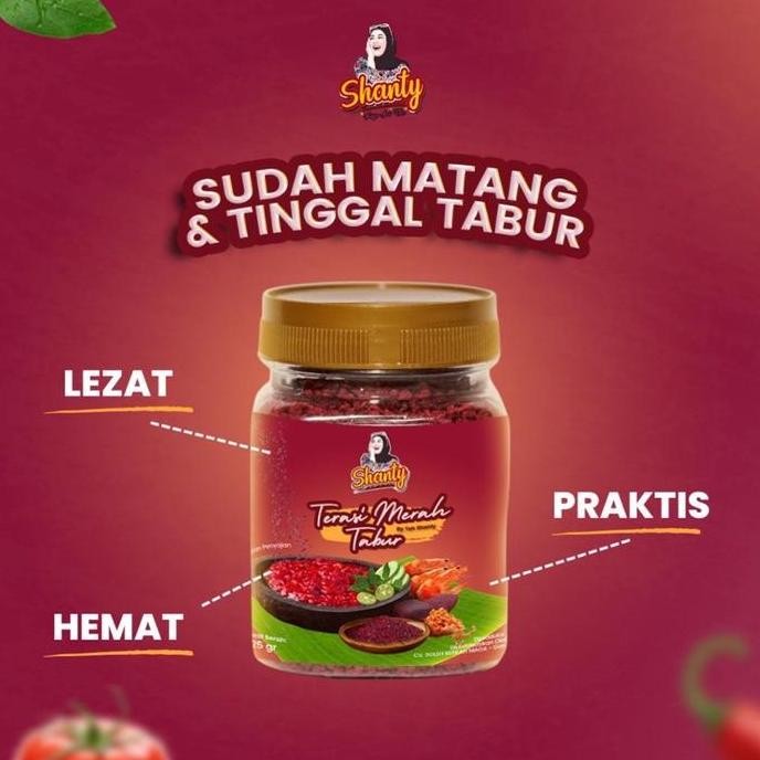 

TERASI TABUR MERAH TEH SHANTY KEMASAN BOTOL Instan Udang Penyedap Masakan Rebon Rempah Bubuk nUg