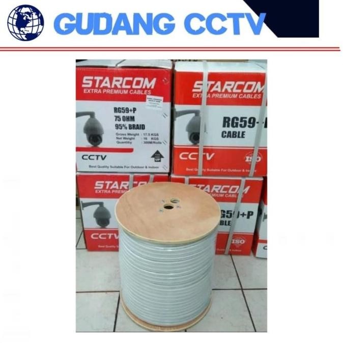 Grosir Kabel Rg59+Power Starcom 300 Meter Kualitas Bagus / Kabel Cctv 1Roll
