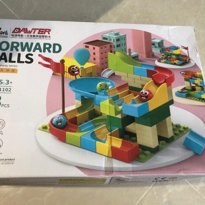 Mainan Marble Run Balok Brick Puzzle Building Blocks Forward Balls 88P