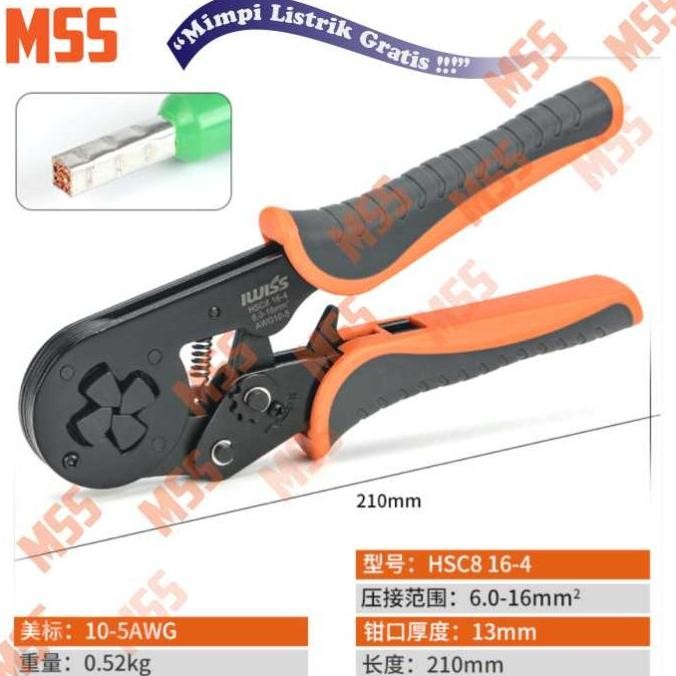 Murah Iwiss Tang Besar Crimping Ferrule Konektor Skun Besar Kabel 6-16Mm2