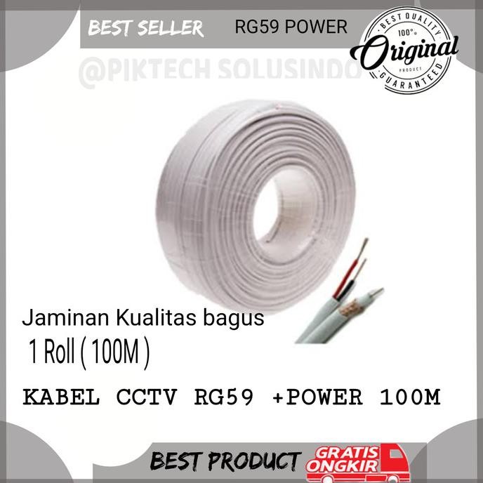 Grosir Kabel Cctv 100 Meter- 1Roll - Kabel Cctv Rg59 Power 100M Jamin Bagus