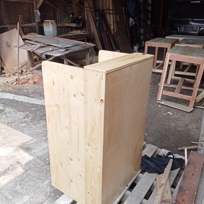meja kasir mini kayu