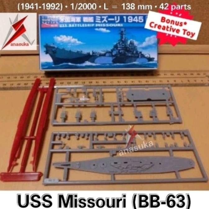 Miniatur Mainan Kapal USS Missouri BB-63 Model Kit Puzzle DIY Diskon