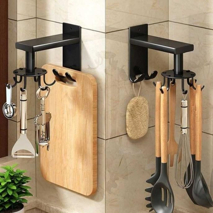 Gantungan Rak Gantungan Dapur 8 Hook Strong Adhesive Sutil Wajan lap