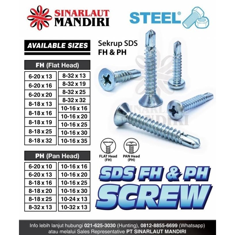 Murah Sekrup Sds Fh / Sds Fh Screw 8 - 18 X 19