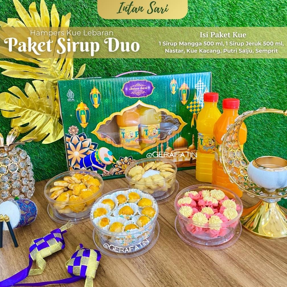 

GERAIFATIN!! PARCEL PAKET KUE LEBARAN BELLAROSA BELLATIME SATU PAKET DUA SIRUP DAN COKLAT / PAKET 2 SIRUP DAN 4 KUE KERING DIBUAT TAHUN