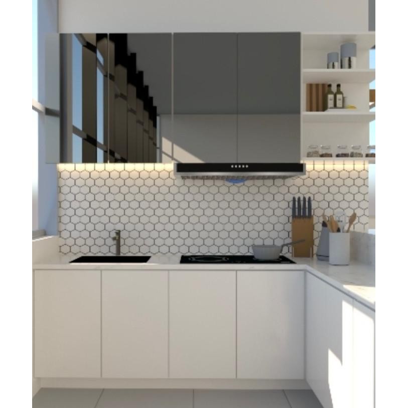 KERAMIK DINDING TEMBOK DAPUR MOTIF MOZAIK SEGI 6 HONEYCOMB PUTIH