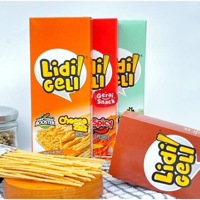 

Lidi Geli - Mie Lidi Premium Jajanan Jadoel Kekinian 50 g nUg