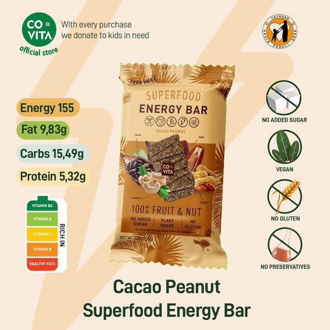 

Covita Superfood Energy Bar - Cacao Peanut nUg