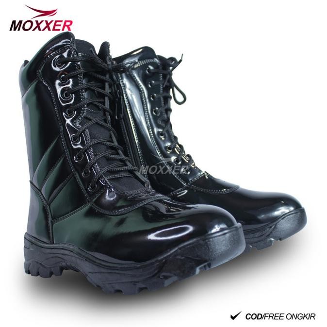 Sepatu PDL TNI Kilap Polri Security Satpam Resliting Tali Tanpa Semir