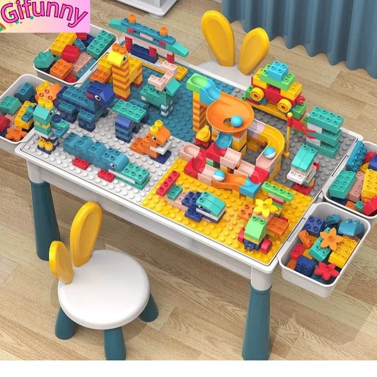 

GIFUUNY MULTIFUNGSI MEJA BELAJAR ANAK BUILDING BLOCK TABLE SET BLOK BANGUNAN BESAR RAKITAN PARTIKEL HADIAH