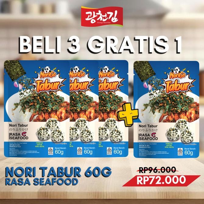 

Promo (Promo Beli 3 Gratis 1) Nori Tabur Rumput Laut Panggang 60G
