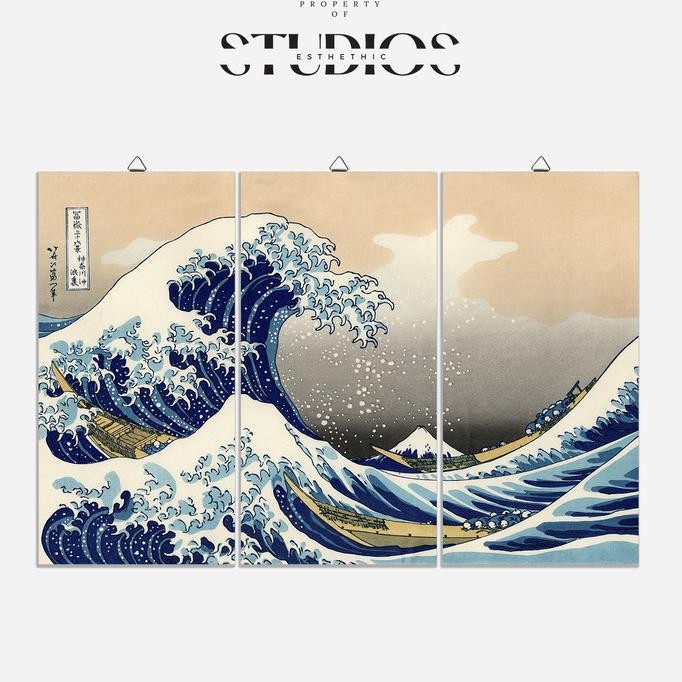 #ART01 THE GREAT WAVE OFF KANAGAWA HOKUSAI DEKOR DEKORASI LUKISAN JEPANG JAPAN JAPANESE CHINESE CHIN