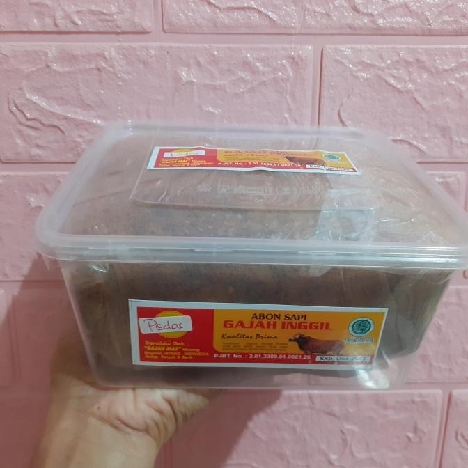 

Grosir Abon Sapi Gajah Inggil 1Kg Pedas Kemasan Pouch/Thinwall