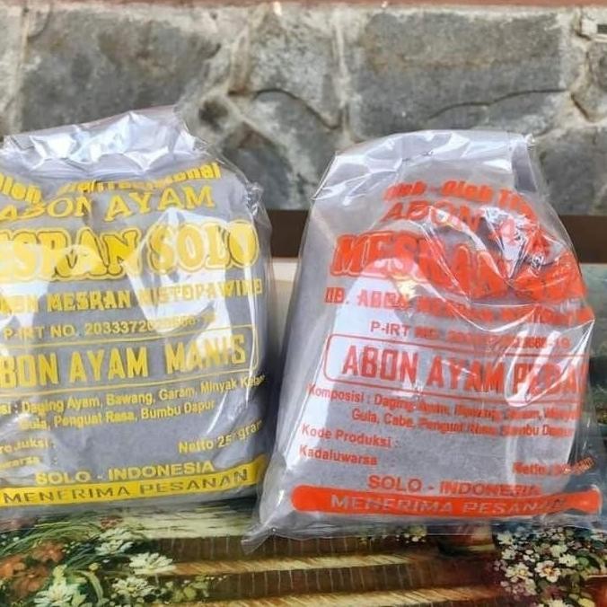 

Promo Abon Ayam Mesran Solo 250G Manis / Pedas