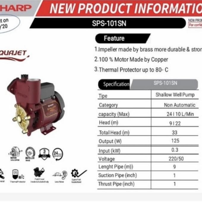 Pompa Air Sumur Dangkal Sharp SPS-101SN Non Otomatis