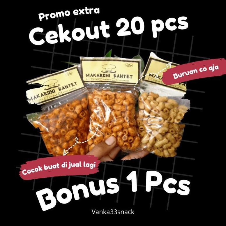

HJ PAKET HEMAT 20 PCS MAKARONI BANTET/KRIWIL/KERANG 50 GRAM MAKARONI PEDAS MAKARONI BANTET TASIKMALAYA