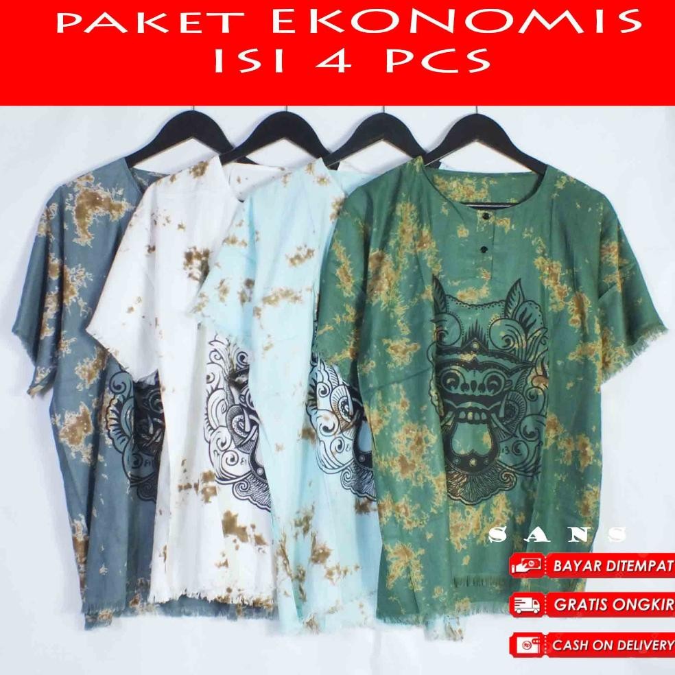 {{ Paket Hemat 4Pcs Baju Barong Bali Premium - Baju Bali Pria Dan Wanita - Kaos Bali - Baju Pantai T
