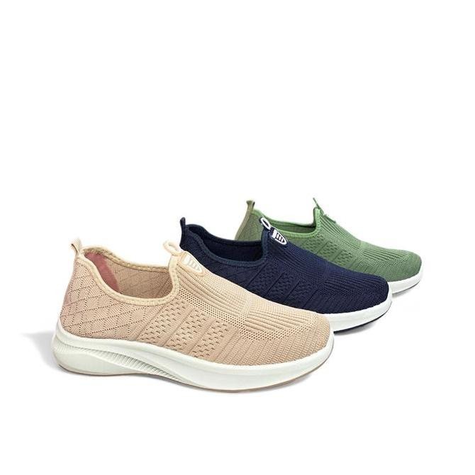 Sale Sailatu Sepatu Rajut Model Wedges Slip On Model S860 Flat Cewek Shoes Wanita Hitam Kerja