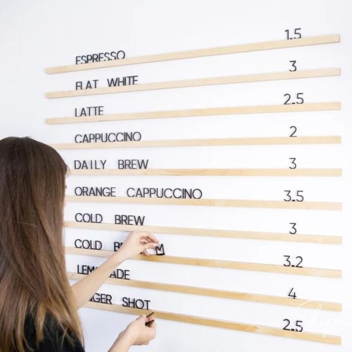 Sale Papan Menu Cafe Kayu Dinding / Letter Board Cafe / Menu Huruf Dinding