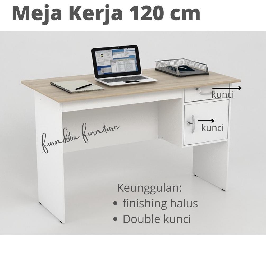MEJA TULIS MEJA KERJA MINIMALIS PUTIH SETENGAH BIRO
