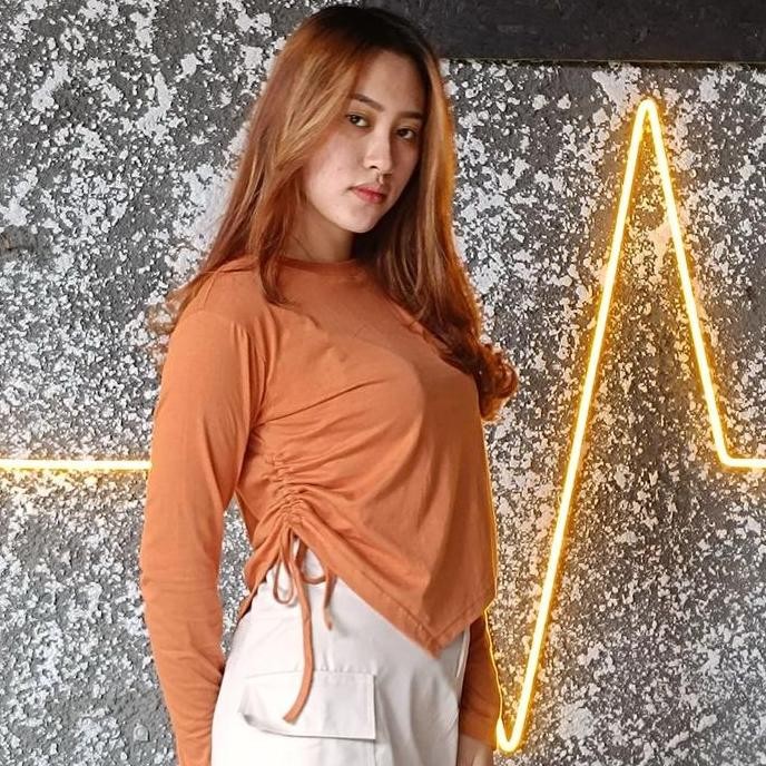 new inmore kaos asimetris serut samping / kaos wanita asimetris / kaos panjang serut baju polos cewe