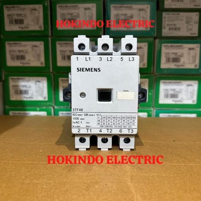 Kontaktor Siemens 3Tf48 3P 100A 110Vac Siemens 3Tf48 22-0Xf0 2No+2Nc New Stok
